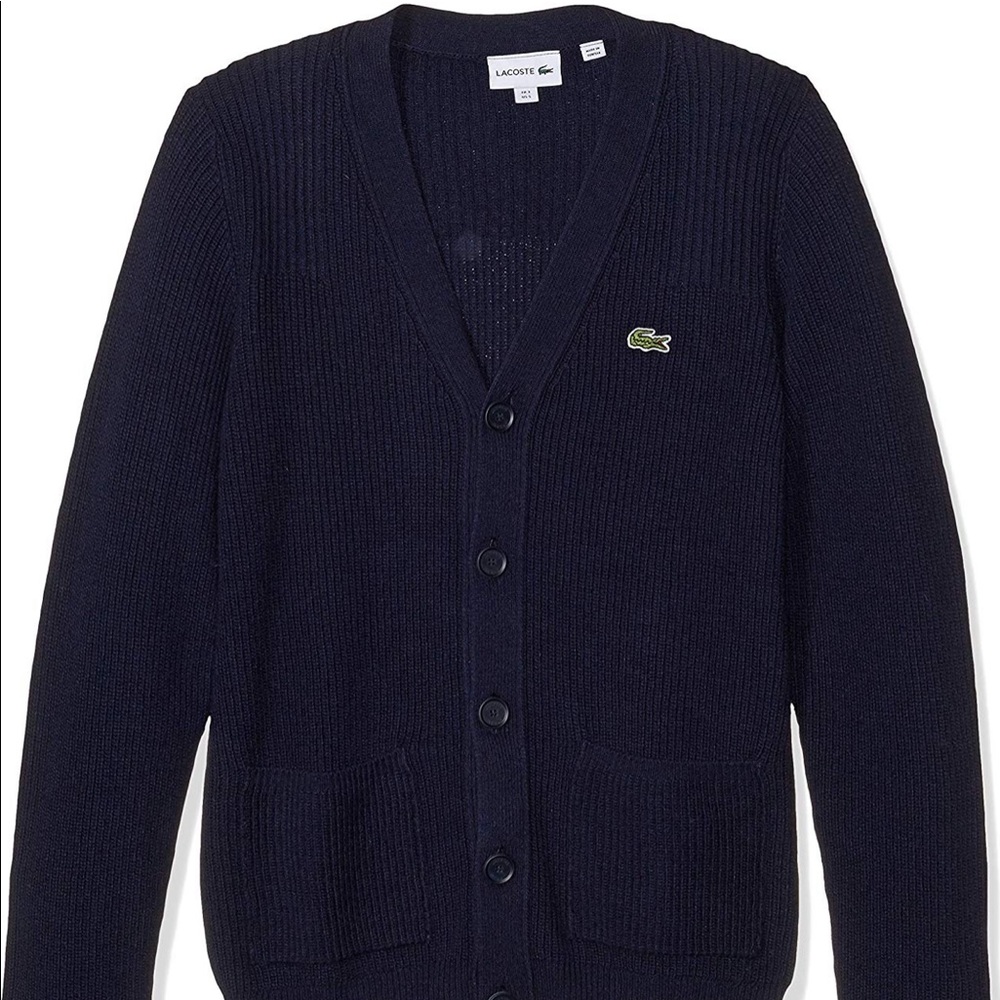 lacoste izod knit cardigan sweater NAVY BLUE